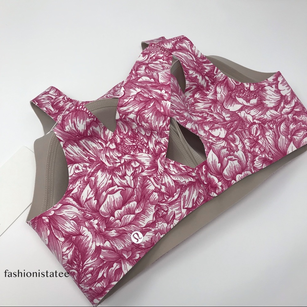 NWT lululemon Enlite bra FBWR pink floral white - Picture 6 of 7